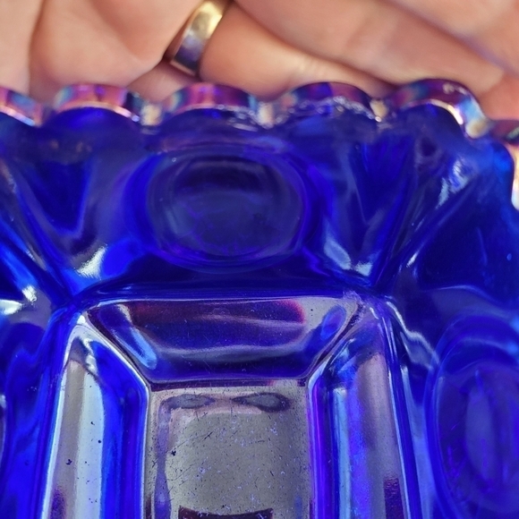 Fenton Cobalt Blue Carnival Glass Square Candy Dish Presidential Bicentennial - Picture 8 of 10